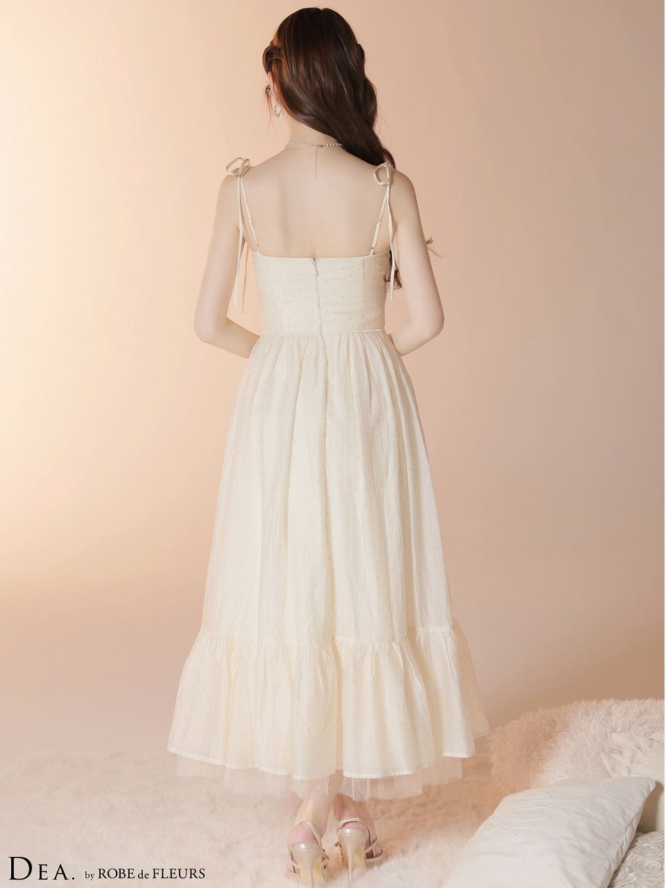 DEA. ディア バイ ローブドフルール 【XS～Lサイズあり】 ストーン付きシフォンロングキャミキャバドレス de4147