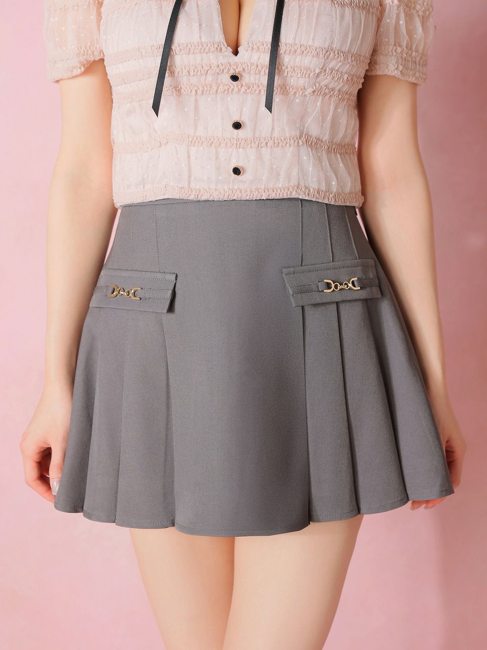 ROBE de FLEURS ローブドフルール 【XSサイズあり】 ドットフリルリボンセットアップミニキャバドレス fm4639