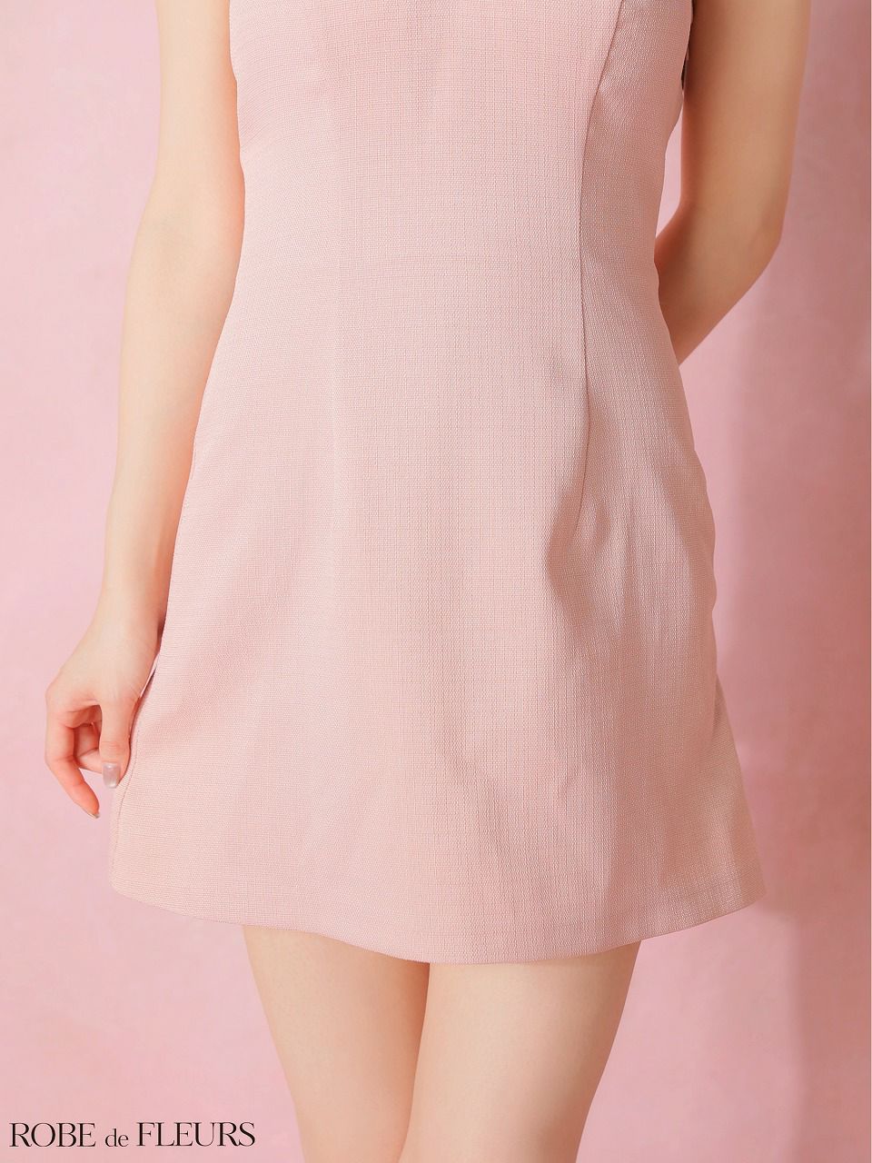 ROBE de FLEURS ローブドフルール 【XSサイズあり】 ツイードビジューリボンホルターミニキャバドレス fm4163