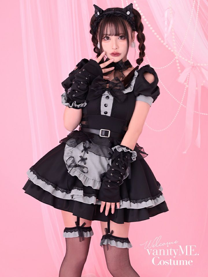 【10点セット】Malymoon マリームーン ティンクヴェールキャットメイド [ブラック/ホワイト] mlcs25132