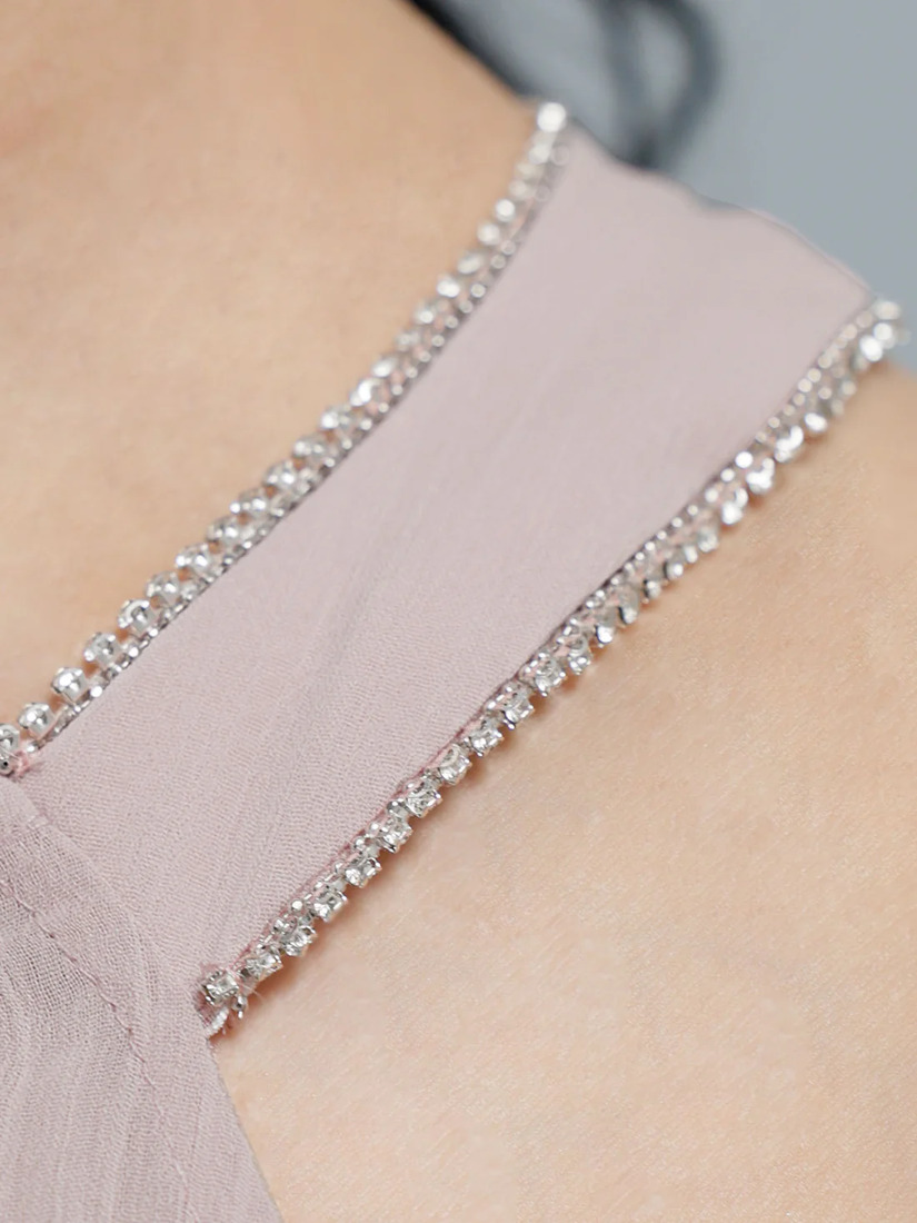 AngelR エンジェルアール ホルターネックフラワーレースリボンプリーツビジューフレアミモレ丈ロングドレス ar26807-ks