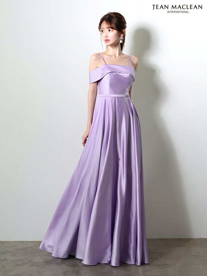 JEAN MACLEAN ジャンマクレーン エレガントサテン/ワンカラー/オフショル/シンプル/Aライン/ロングドレス  ja61033-c