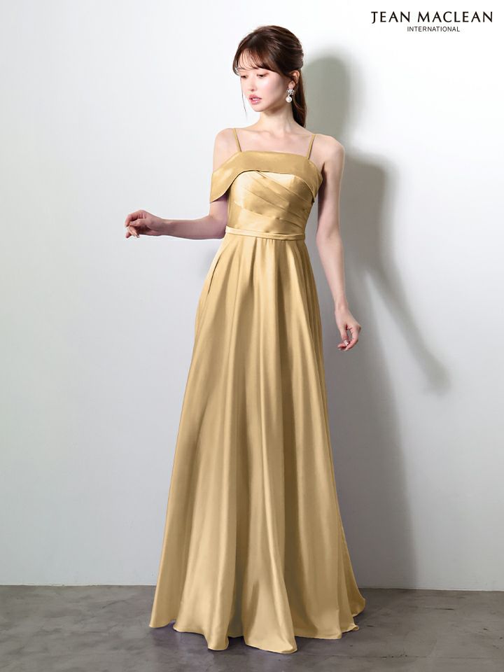 JEAN MACLEAN ジャンマクレーン エレガントサテン/ワンカラー/オフショル/シンプル/Aライン/ロングドレス  ja61033-c