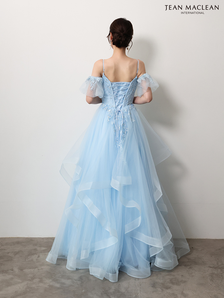 JEAN MACLEAN ジャンマクレーン ウエストシアー/フラワー刺繍/パフスリーブ/オフショル/姫/ロングドレス ja61036-c