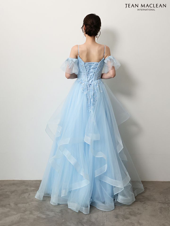 JEAN MACLEAN ジャンマクレーン ウエストシアー/フラワー刺繍/パフスリーブ/オフショル/姫/ロングドレス ja61036-c