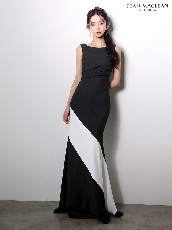 JEAN MACLEAN ジャンマクレーン バイカラー/アシンメトリー/シンプル/Aライン/ロングドレス ja61030-c