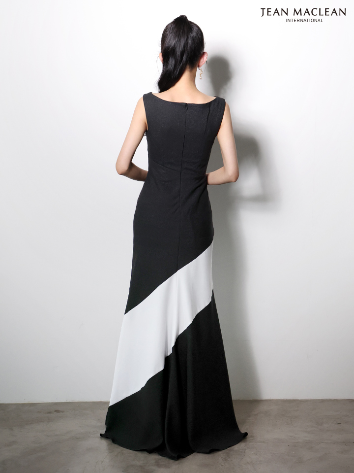 JEAN MACLEAN ジャンマクレーン バイカラー/アシンメトリー/シンプル/Aライン/ロングドレス ja61030-c