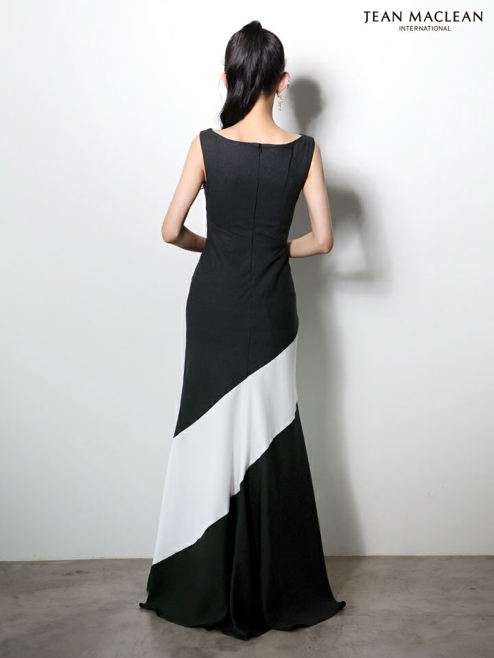 JEAN MACLEAN ジャンマクレーン バイカラー/アシンメトリー/シンプル/Aライン/ロングドレス ja61030-c