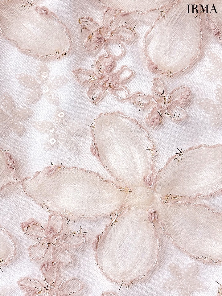 IRMA イルマ パステルフラワー/スパンコール/3Dレース/ビジュー/フロントジップ/タイト ミニドレス  ir61039