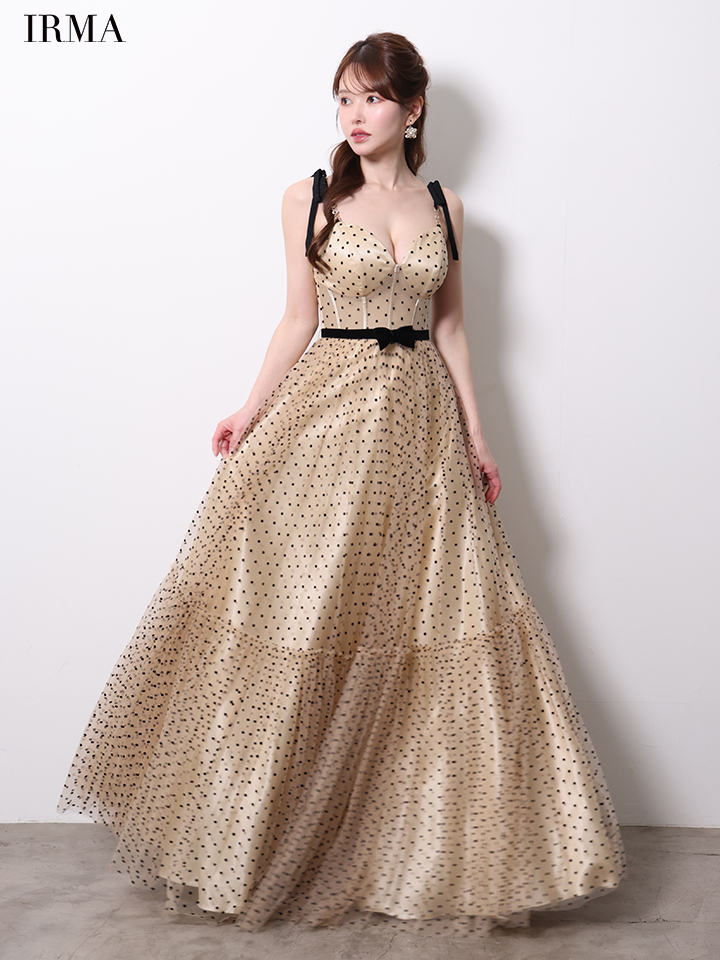 IRMA イルマ ClassicalDot/ドット柄/バイカラー/ポイントリボン/コルセット/姫/ロングドレス ir61060