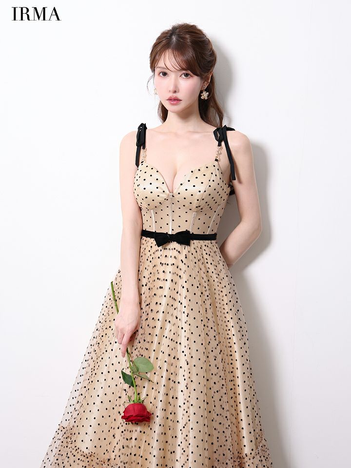 IRMA イルマ ClassicalDot/ドット柄/バイカラー/ポイントリボン/コルセット/姫/ロングドレス ir61060
