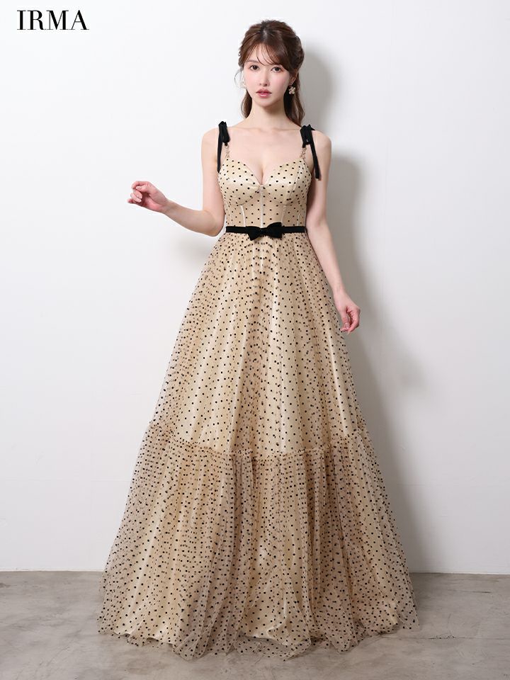 IRMA イルマ ClassicalDot/ドット柄/バイカラー/ポイントリボン/コルセット/姫/ロングドレス ir61060