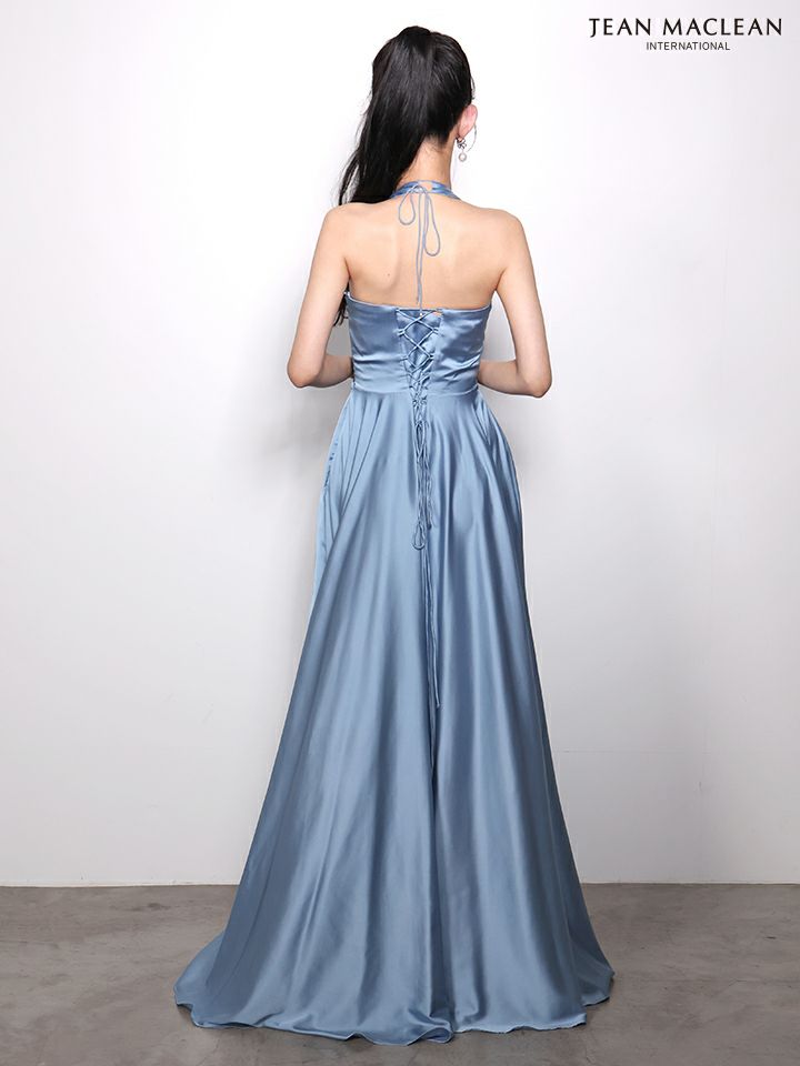 JEAN MACLEAN ジャンマクレーン ワンカラー/ホルターネック/サテン/Aライン/ロングドレス ja61061