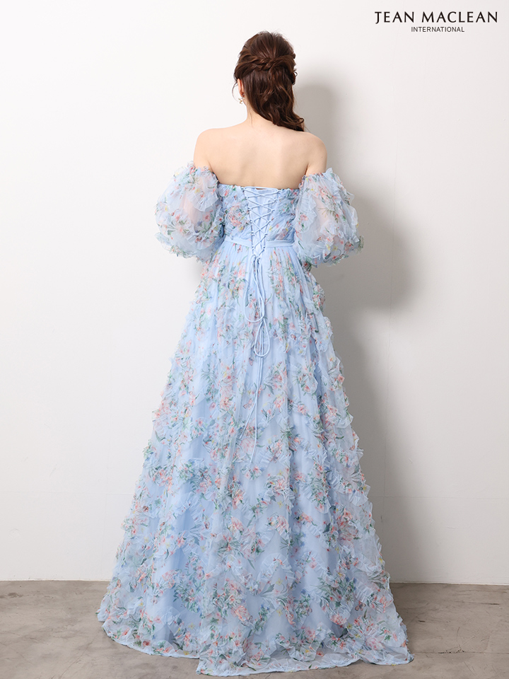 JEAN MACLEAN ジャンマクレーン AntiqueFlower/小花柄/パフスリーブ/オフショル/スリット入り/姫/ロングドレス ja61068