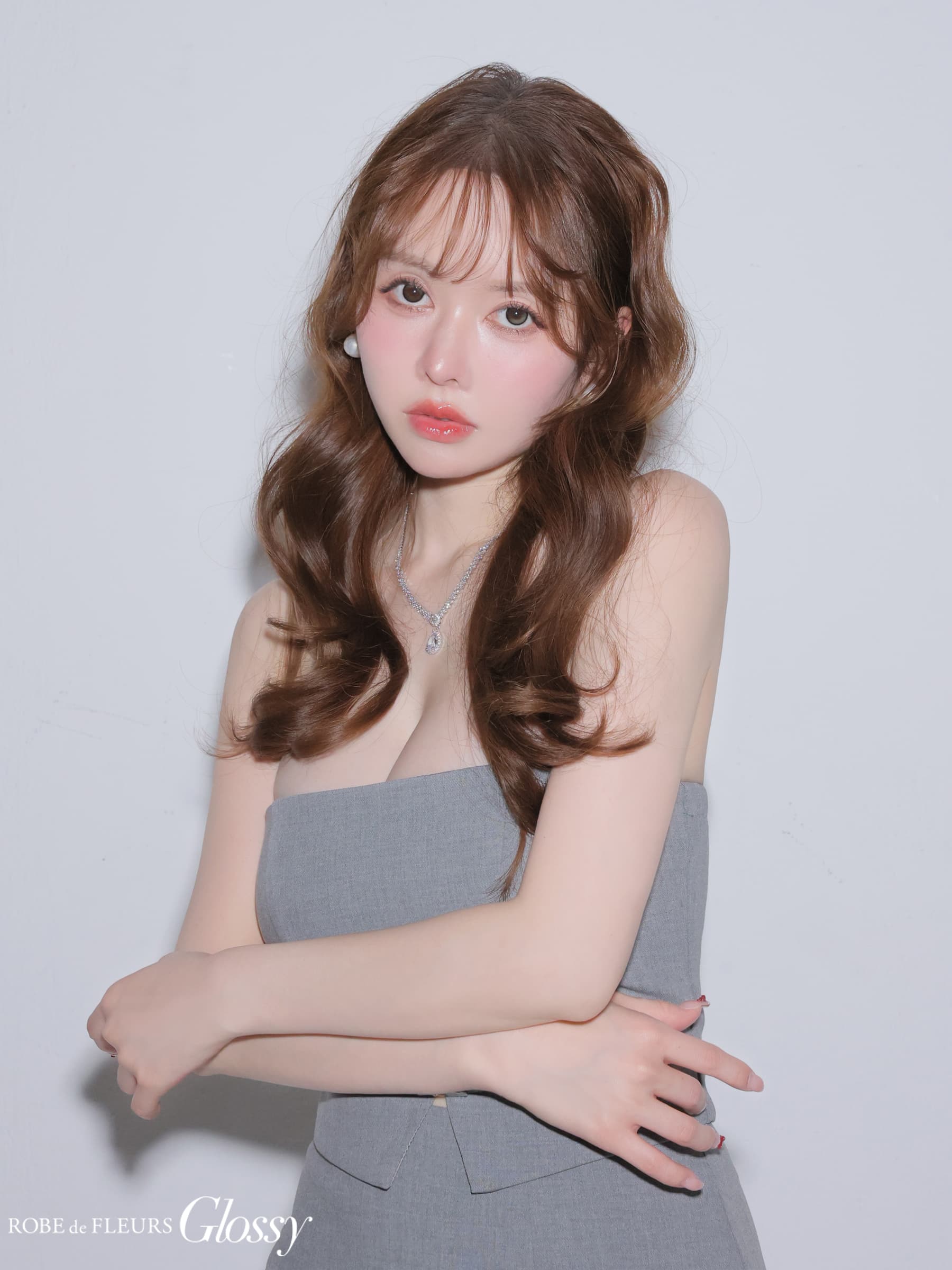 Glossy ローブドフルールグロッシー 【XSサイズあり】シアーチュールドッキングセットアップロングキャバドレス gl3489-c