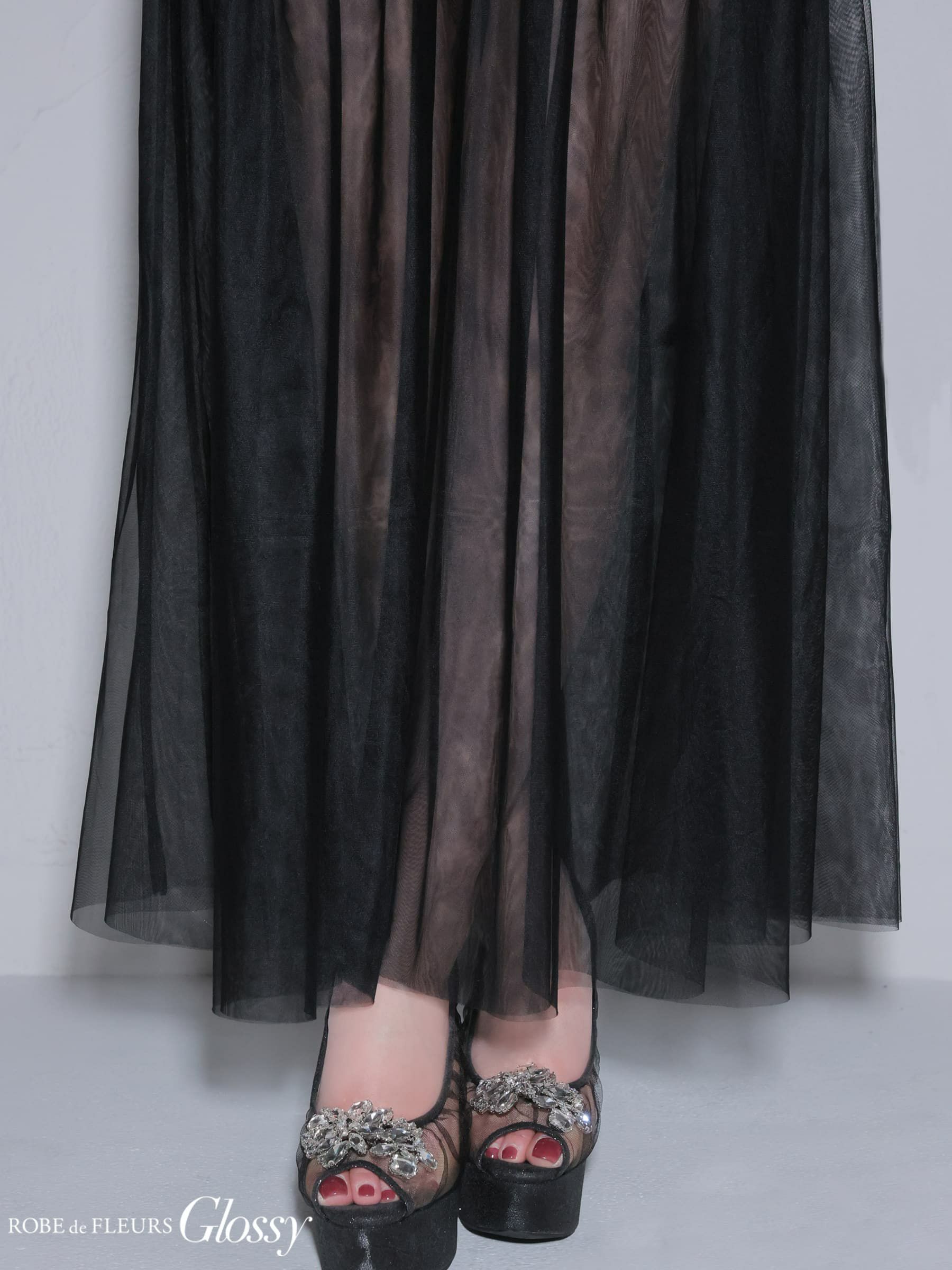 Glossy ローブドフルールグロッシー 【XSサイズあり】シアーチュールドッキングセットアップロングキャバドレス gl3489-c