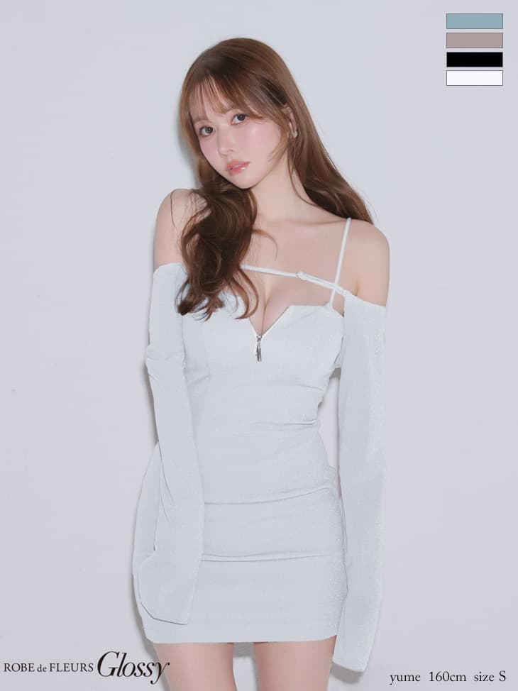 Glossy ローブドフルールグロッシー 【XSサイズあり】ラメニットボレロセットタイトミニキャバドレス gl4143-c