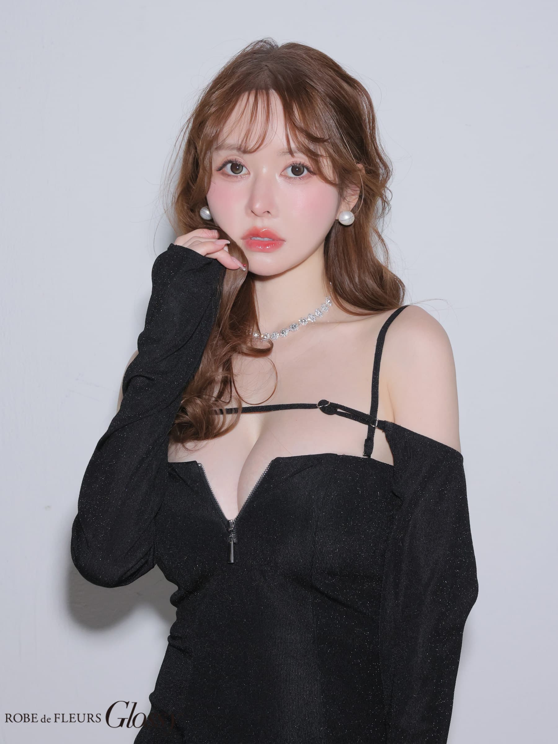 Glossy ローブドフルールグロッシー 【XSサイズあり】ラメニットボレロセットタイトミニキャバドレス gl4143-c