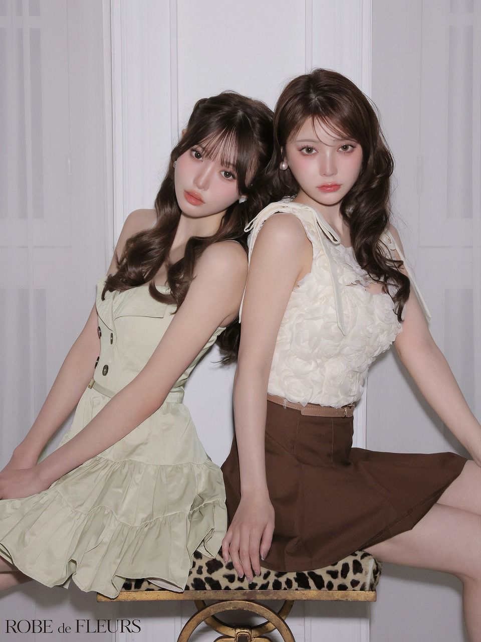 ROBE de FLEURS ローブドフルール 【XSサイズあり】 フラワーレースリボンセットアップミニキャバドレス fm4340