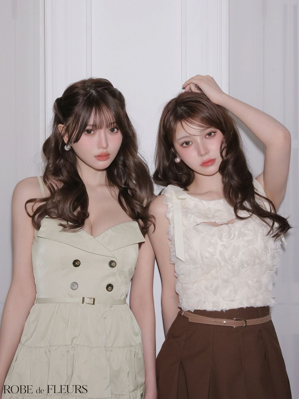 ROBE de FLEURS ローブドフルール 【XSサイズあり】 フラワーレースリボンセットアップミニキャバドレス fm4340