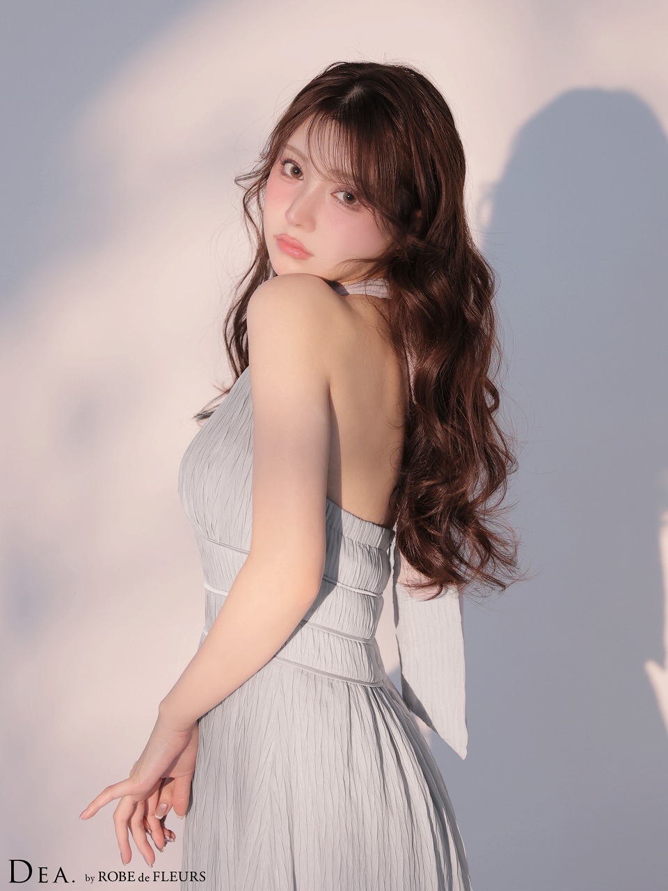 DEA. ディア バイ ローブドフルール 【XS～Lサイズあり】 プリーツシフォンホルターネックロングキャバドレス de4659