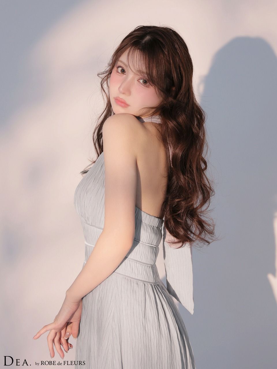 DEA. ディア バイ ローブドフルール 【XS～Lサイズあり】 プリーツシフォンホルターネックロングキャバドレス de4659