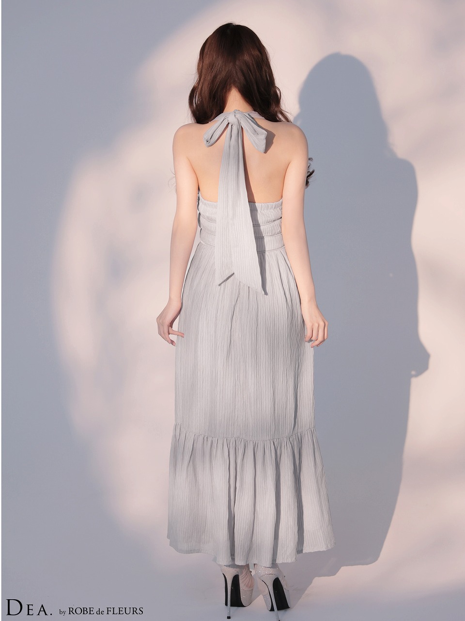 DEA. ディア バイ ローブドフルール 【XS～Lサイズあり】 プリーツシフォンホルターネックロングキャバドレス de4659