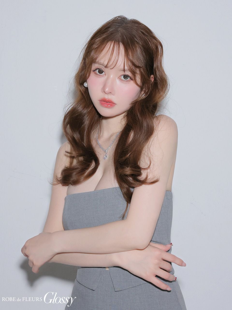 Glossy ローブドフルールグロッシー 【XSサイズあり】シアーチュールドッキングセットアップロングキャバドレス gl3489