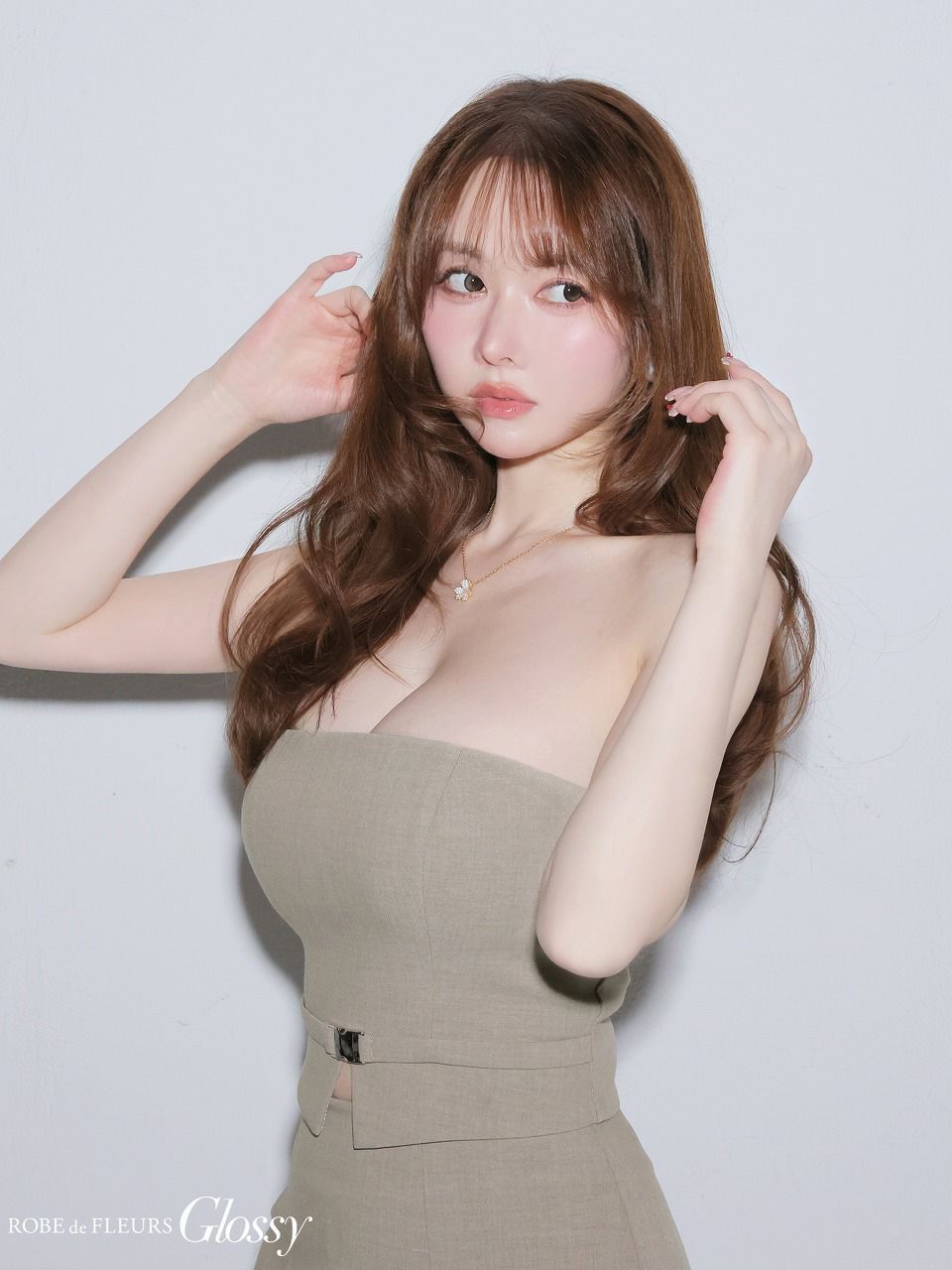 Glossy ローブドフルールグロッシー 【XSサイズあり】シアーチュールドッキングセットアップロングキャバドレス gl3489