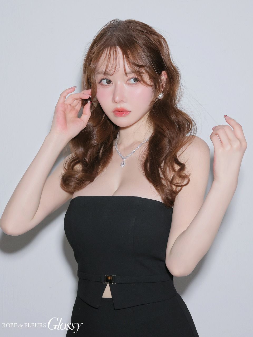 Glossy ローブドフルールグロッシー 【XSサイズあり】シアーチュールドッキングセットアップロングキャバドレス gl3489