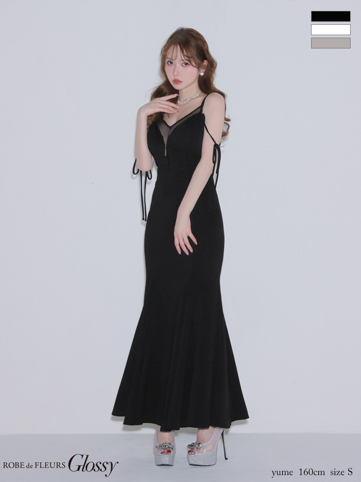 Glossy ローブドフルールグロッシー 【XS～Lサイズあり】シアードッキングフロントジップマーメイドロングキャバドレス gl4341