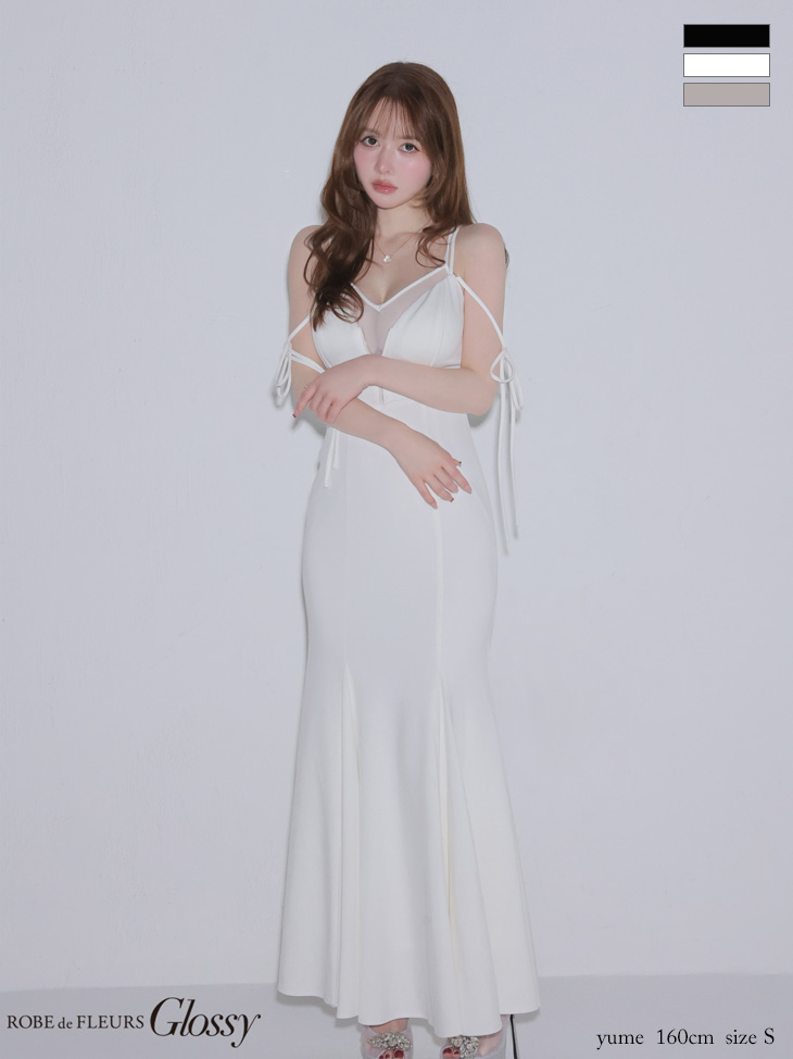 Glossy ローブドフルールグロッシー 【XS～Lサイズあり】シアードッキングフロントジップマーメイドロングキャバドレス gl4341