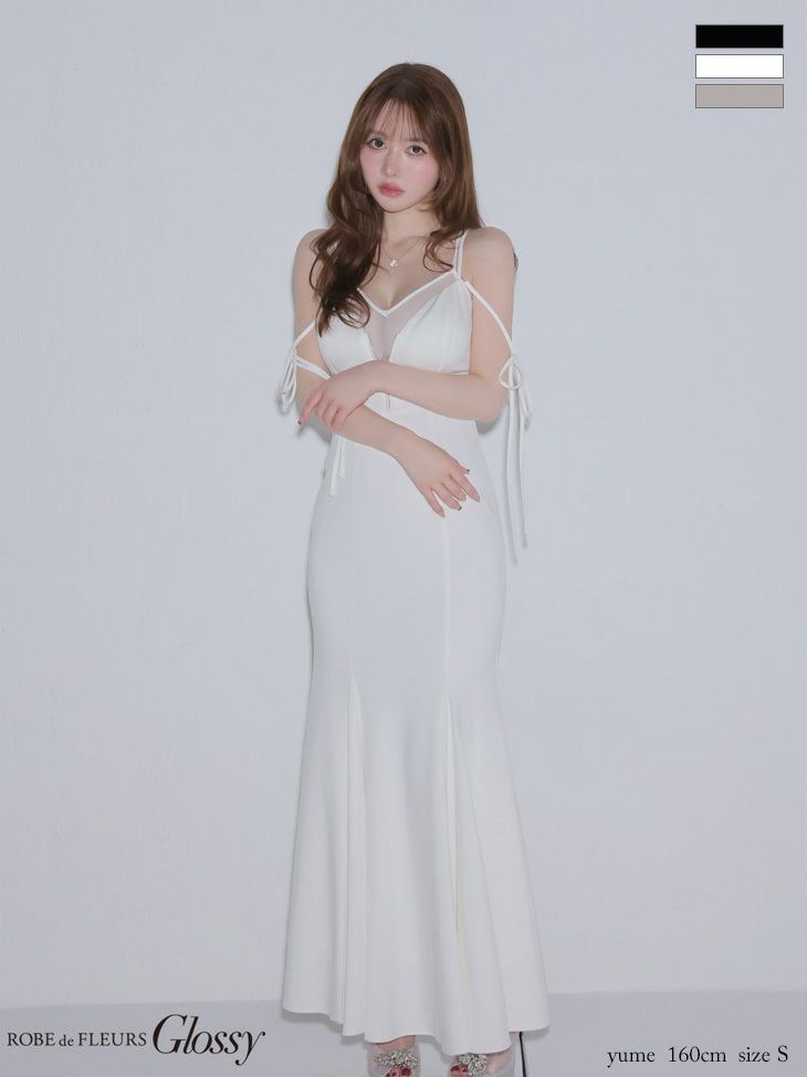 Glossy ローブドフルールグロッシー 【XS～Lサイズあり】シアードッキングフロントジップマーメイドロングキャバドレス gl4341