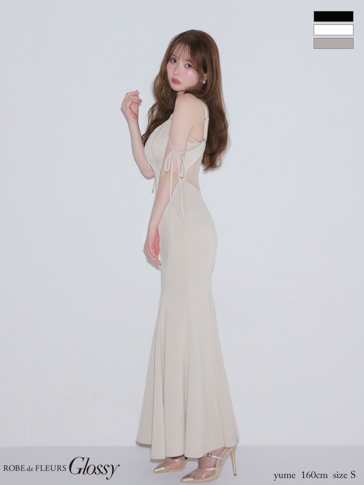 Glossy ローブドフルールグロッシー 【XS～Lサイズあり】シアードッキングフロントジップマーメイドロングキャバドレス gl4341