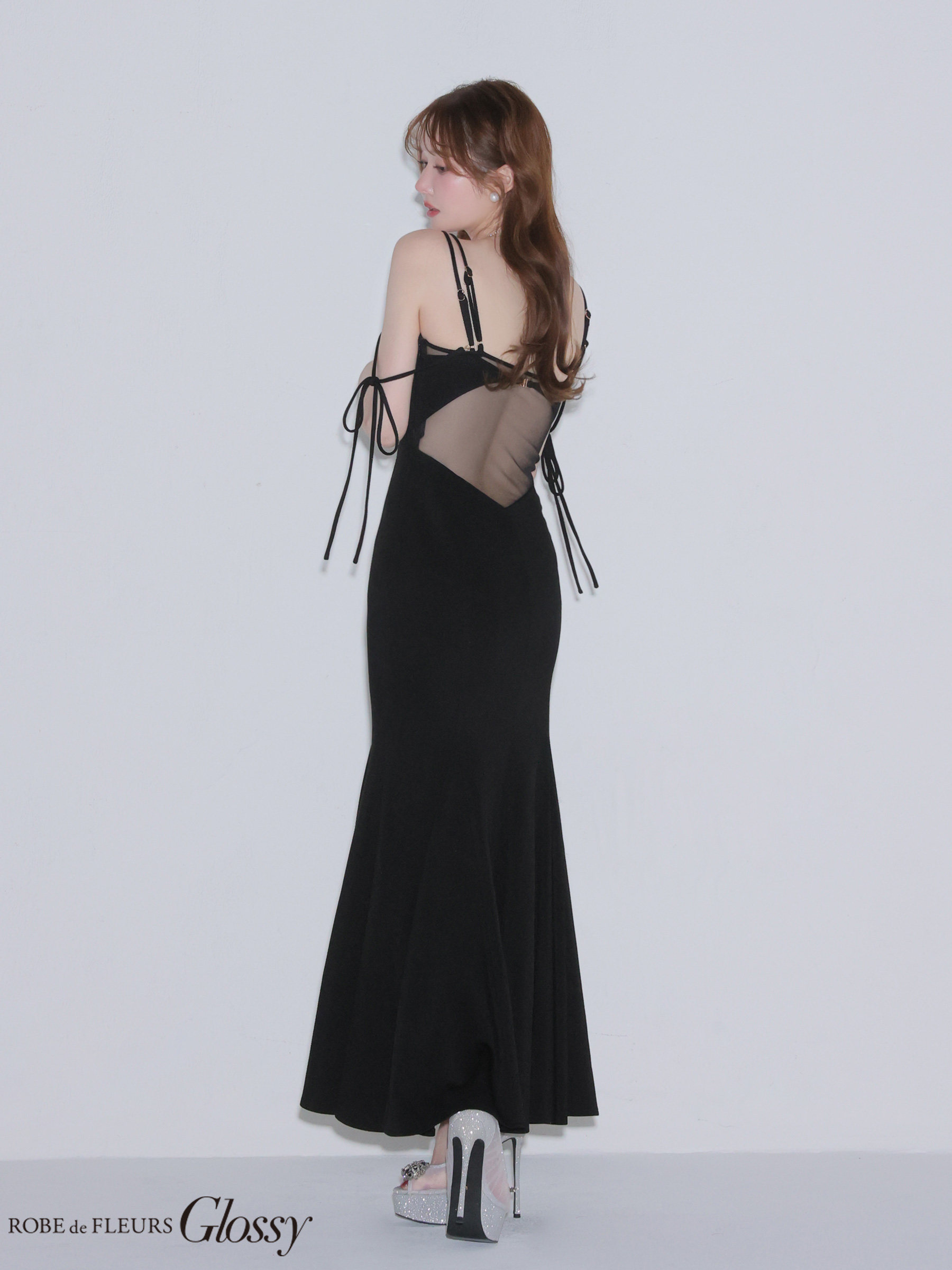 Glossy ローブドフルールグロッシー 【XS～Lサイズあり】シアードッキングフロントジップマーメイドロングキャバドレス gl4341