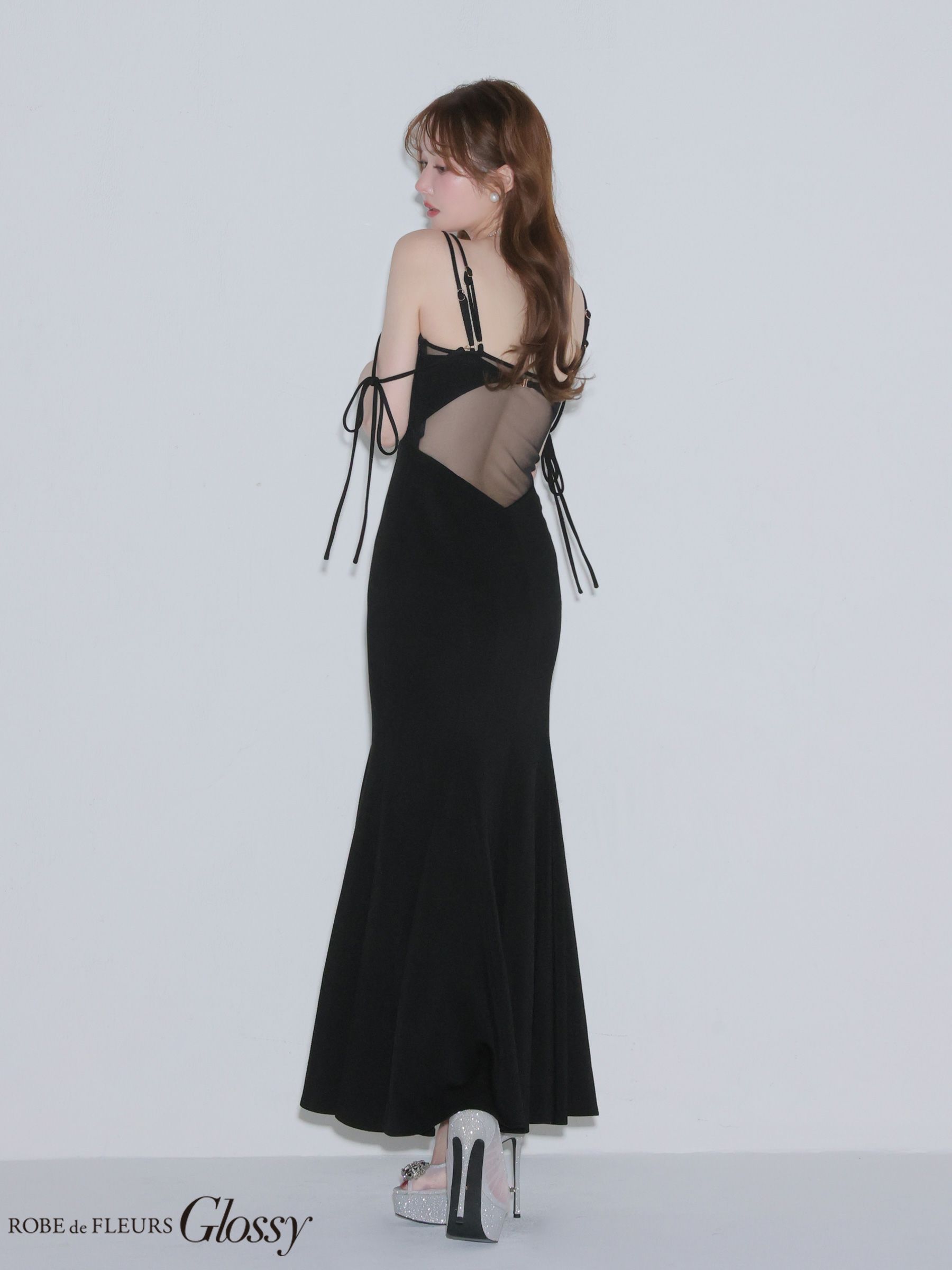 Glossy ローブドフルールグロッシー 【XS～Lサイズあり】シアードッキングフロントジップマーメイドロングキャバドレス gl4341