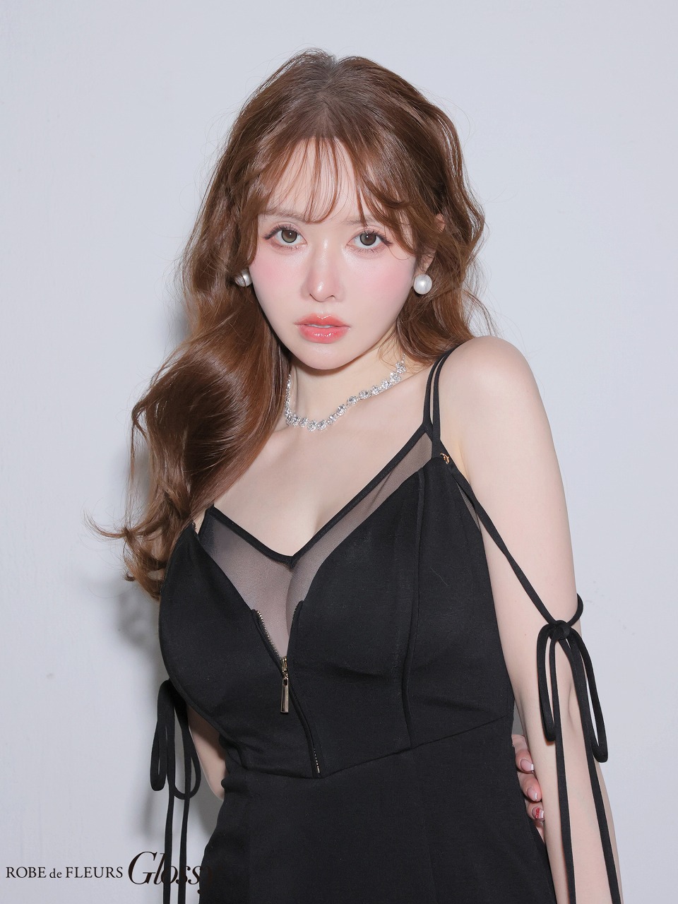 Glossy ローブドフルールグロッシー 【XS～Lサイズあり】シアードッキングフロントジップマーメイドロングキャバドレス gl4341