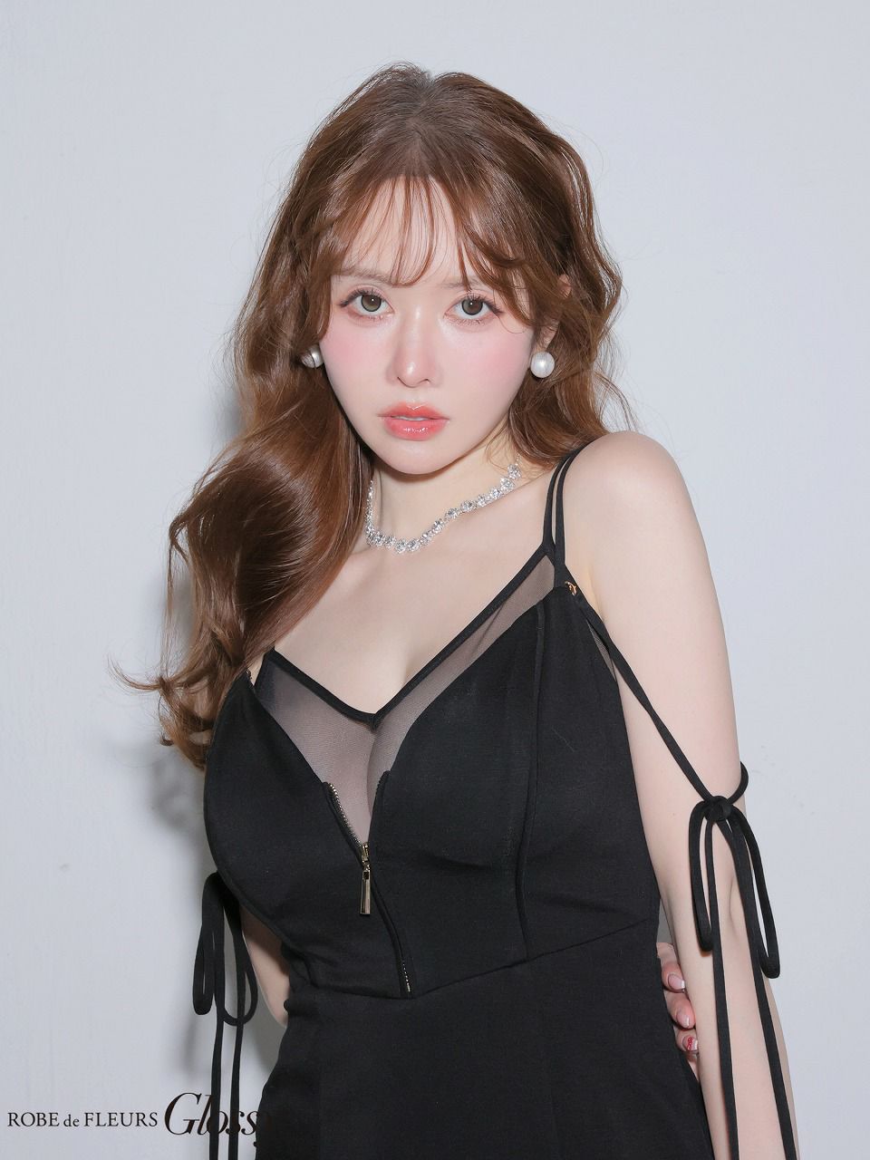 Glossy ローブドフルールグロッシー 【XS～Lサイズあり】シアードッキングフロントジップマーメイドロングキャバドレス gl4341