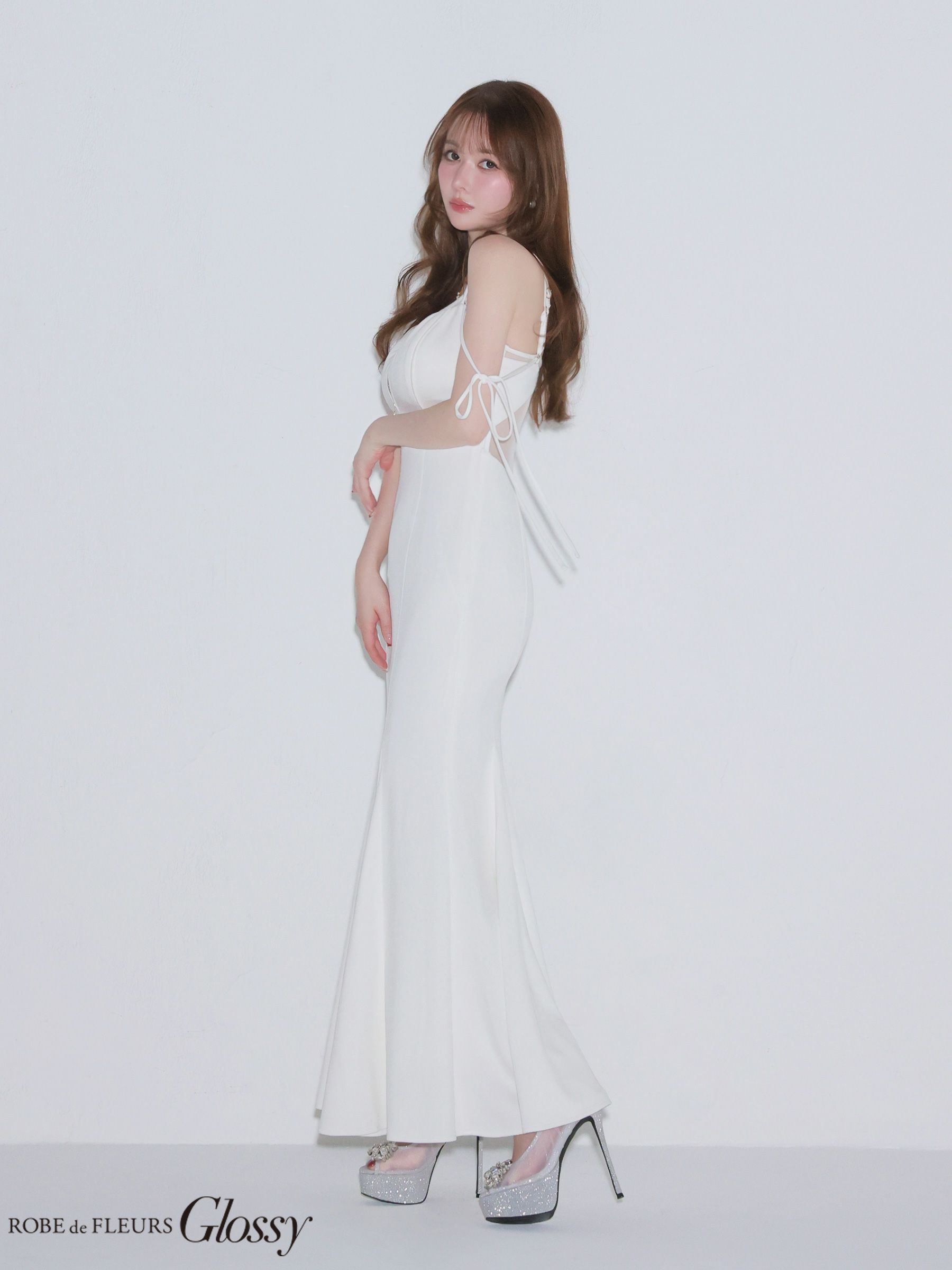 Glossy ローブドフルールグロッシー 【XS～Lサイズあり】シアードッキングフロントジップマーメイドロングキャバドレス gl4341