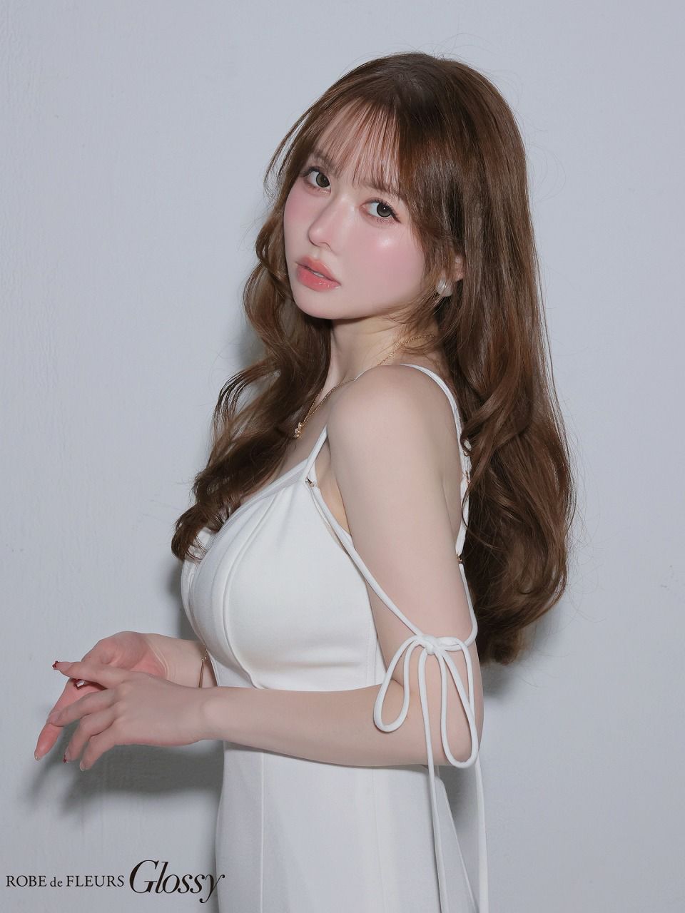 Glossy ローブドフルールグロッシー 【XS～Lサイズあり】シアードッキングフロントジップマーメイドロングキャバドレス gl4341