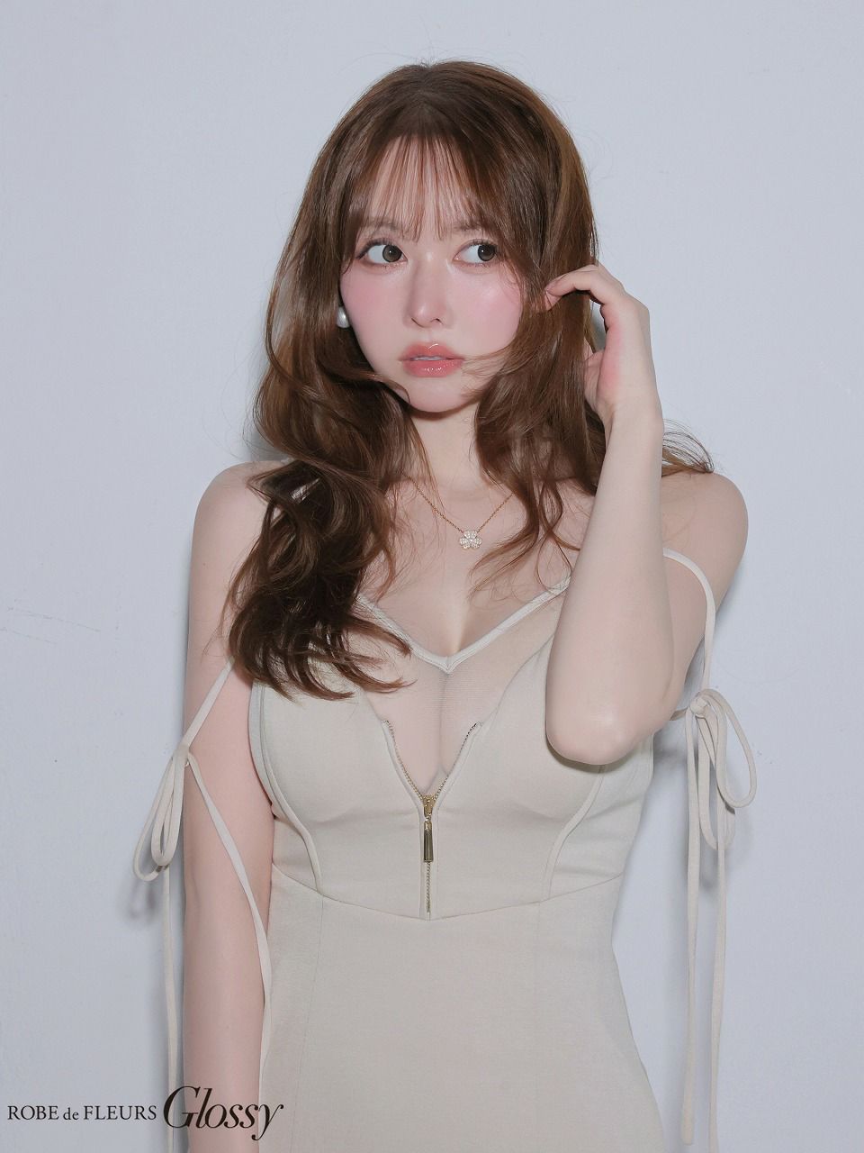 Glossy ローブドフルールグロッシー 【XS～Lサイズあり】シアードッキングフロントジップマーメイドロングキャバドレス gl4341