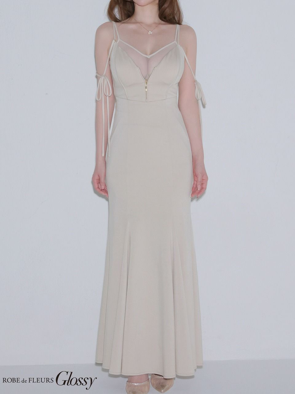 Glossy ローブドフルールグロッシー 【XS～Lサイズあり】シアードッキングフロントジップマーメイドロングキャバドレス gl4341