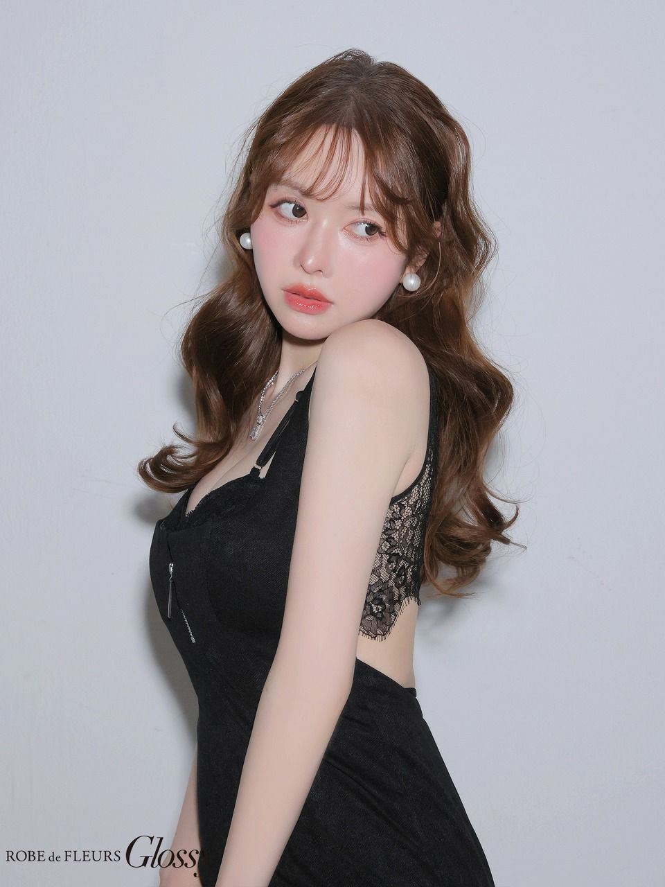 Glossy ローブドフルールグロッシー 【XSサイズあり】バックレースフロントジップタイトミニキャバドレス gl4155