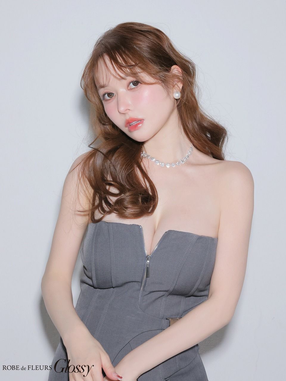 Glossy ローブドフルールグロッシー 【XSサイズあり】フロントジップサイドベルトセットアップミニキャバドレス gl4164