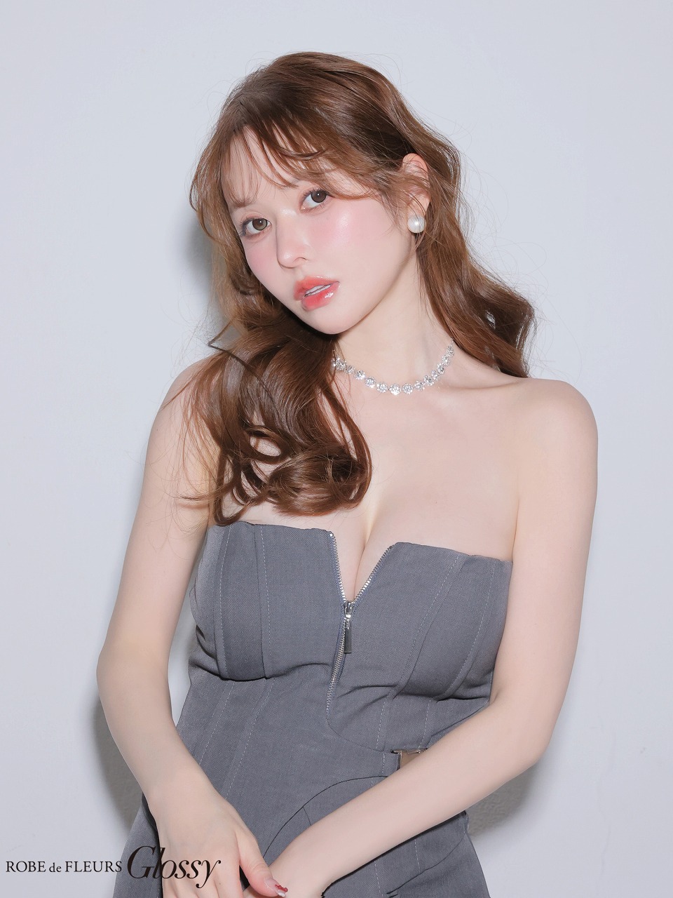 Glossy ローブドフルールグロッシー 【XSサイズあり】フロントジップサイドベルトセットアップミニキャバドレス gl4164