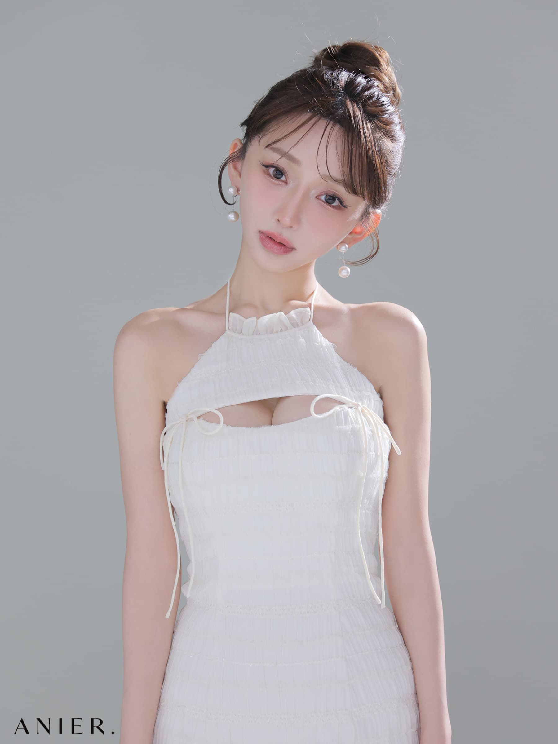 ROBE de FLEURS anier.ROBE ローブドフルール アニエルローブ 【XSサイズあり】Chiffon amesuri bust cutout tight mini dress fm-anier4061-c