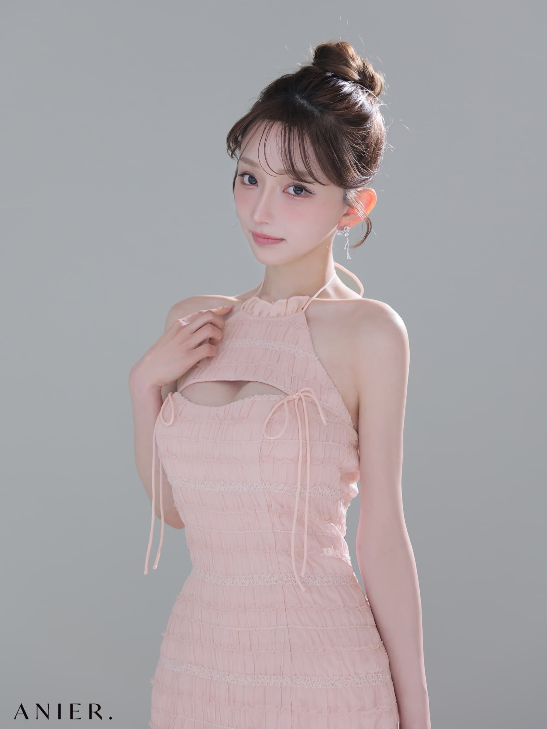 ROBE de FLEURS anier.ROBE ローブドフルール アニエルローブ 【XSサイズあり】Chiffon amesuri bust cutout tight mini dress fm-anier4061-c