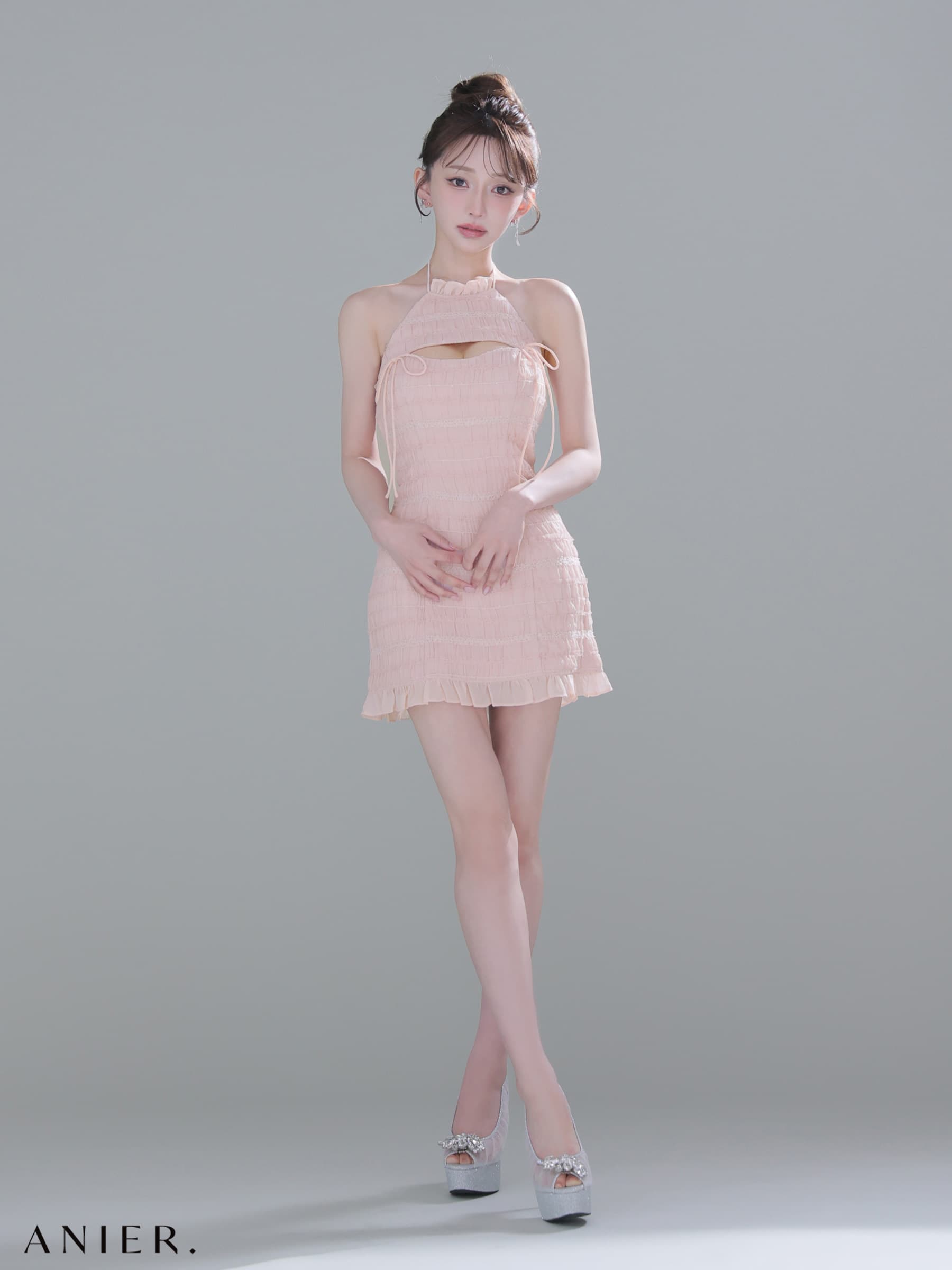 ROBE de FLEURS anier.ROBE ローブドフルール アニエルローブ 【XSサイズあり】Chiffon amesuri bust cutout tight mini dress fm-anier4061-c