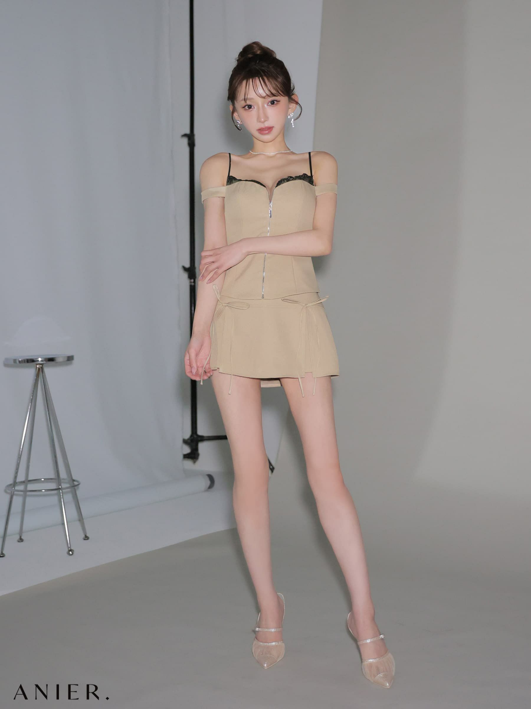  ROBE de FLEURS anier.ROBE ローブドフルール アニエルローブ 【XSサイズあり】Bust lace layered two-piece mini dress fm-anier4060-c